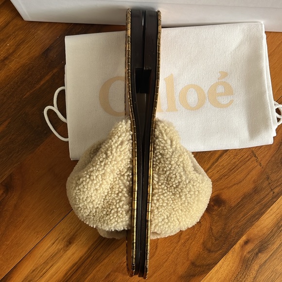 Chloe idol faux shearling slide sandal, NEW - Picture 12 of 17